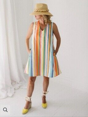 Eleanor Leftwich Erin Multicolor Stripe V-Neck Dress
